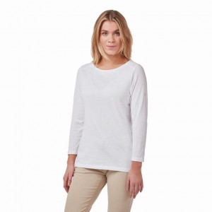 Craghoppers Blanca 3/4 Sleeved T-skjorte Dame Hvite | 2480THRAB