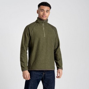 Craghoppers Durrus Half Zip Fleecegensere Herre Olivengrønne | 6012RCLDH