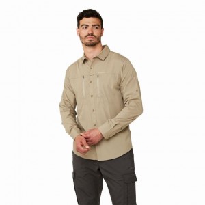 Craghoppers Kiwi Boulder Long Sleeve Skjorte Herre Khaki | 1230SOYNC