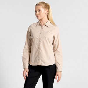 Craghoppers Kiwi II Long Sleeve Skjorte Dame Khaki | 3472LROVG