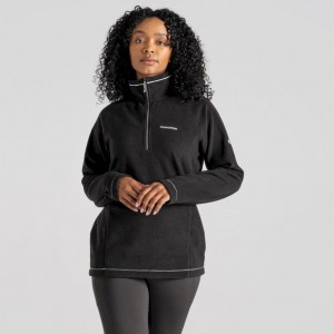 Craghoppers Miska Half Zip Fleecegensere Dame Svarte | 4659LSZHC