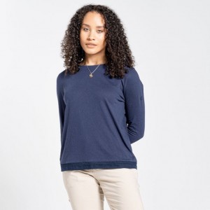 Craghoppers Nosibotanical Magnolia Long Sleeve T-skjorte Dame Marineblå | 4708CPEXR