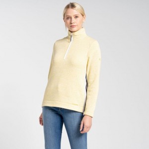 Craghoppers Pinalla Half Zip Fleecegensere Dame Gul | 3617LJINY