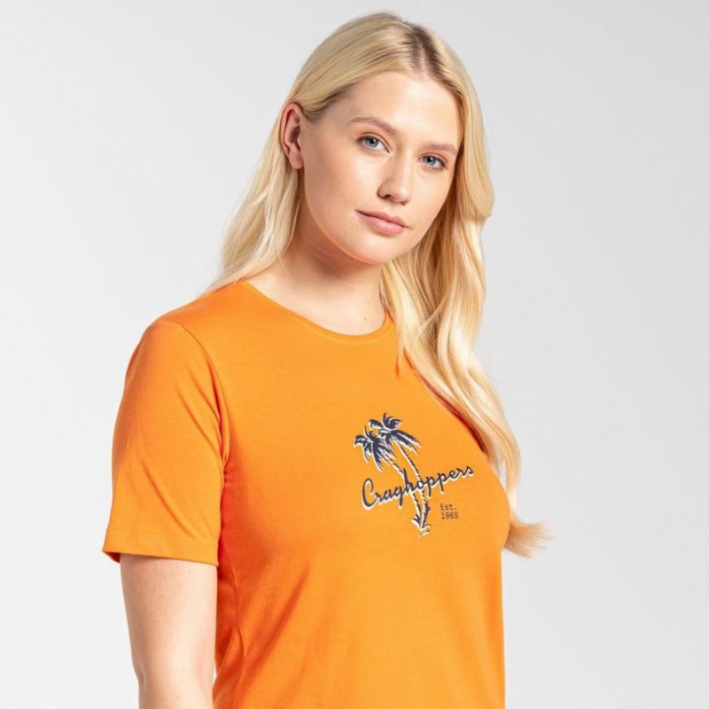 Craghoppers Ally Kort Sleeve T-skjorte Dame Oransje | 3076OZILN