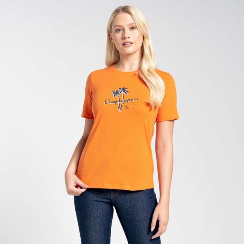 Craghoppers Ally Kort Sleeve T-skjorte Dame Oransje | 3076OZILN