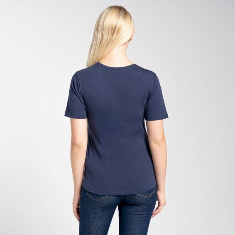 Craghoppers Ally Kort Sleeve T-skjorte Dame Marineblå | 9085ZNAME