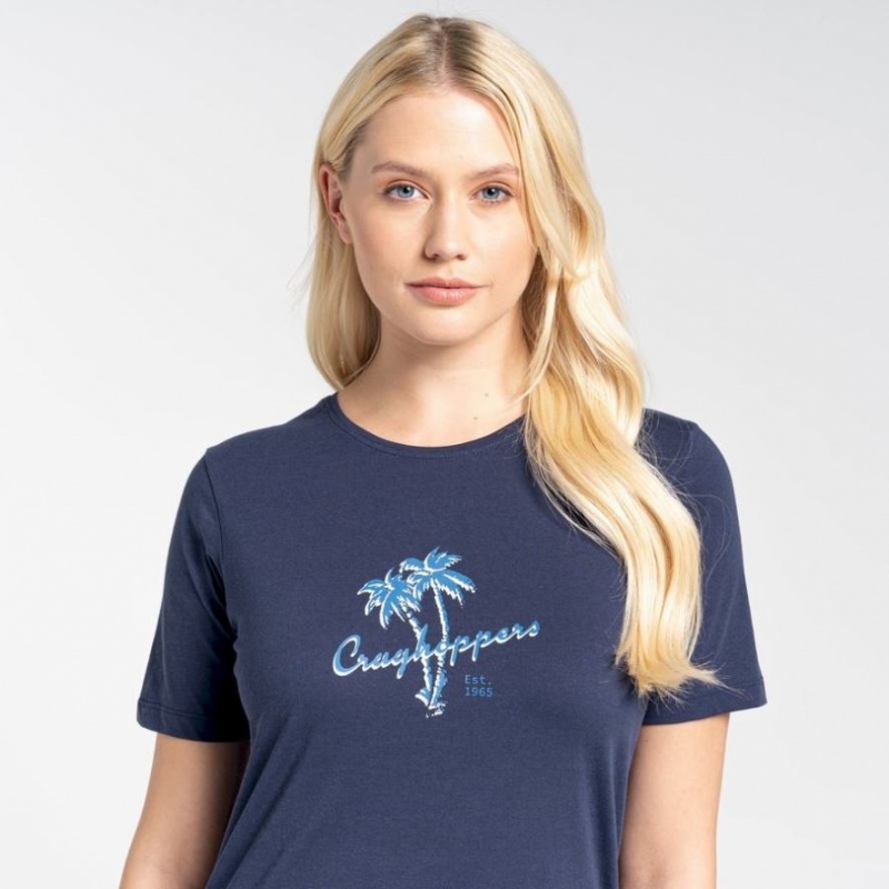 Craghoppers Ally Kort Sleeve T-skjorte Dame Marineblå | 9085ZNAME