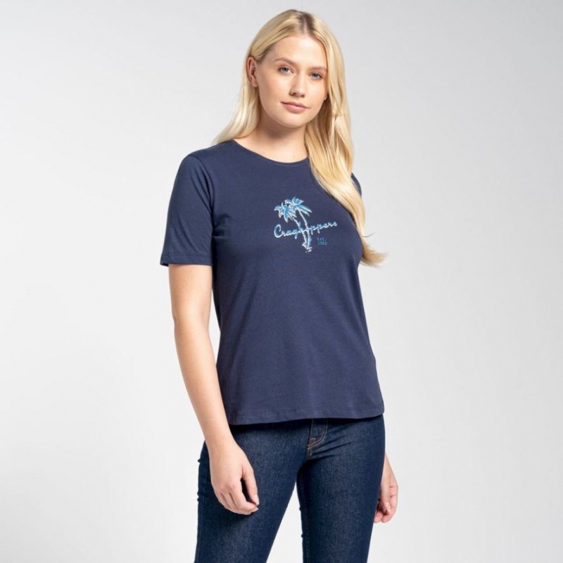 Craghoppers Ally Kort Sleeve T-skjorte Dame Marineblå | 9085ZNAME