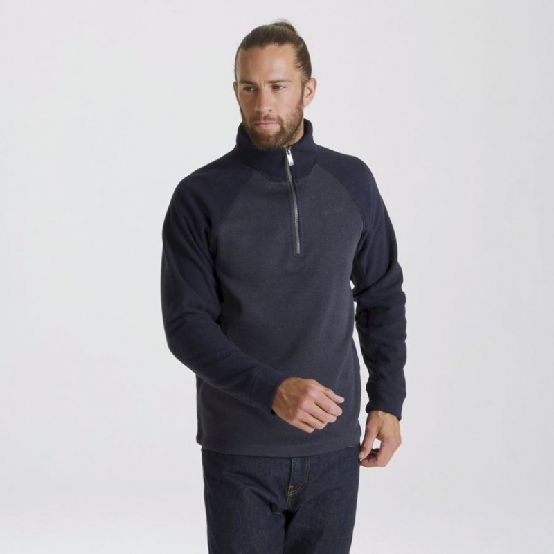 Craghoppers Barker Half Zip Fleecegensere Herre Marineblå | 9684NRSYW