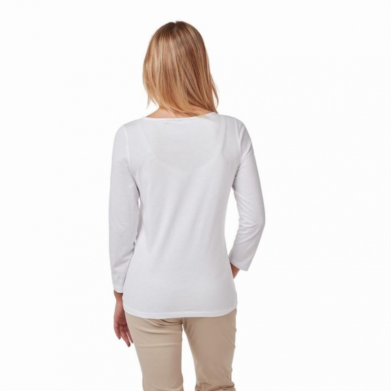 Craghoppers Blanca 3/4 Sleeved T-skjorte Dame Hvite | 2480THRAB