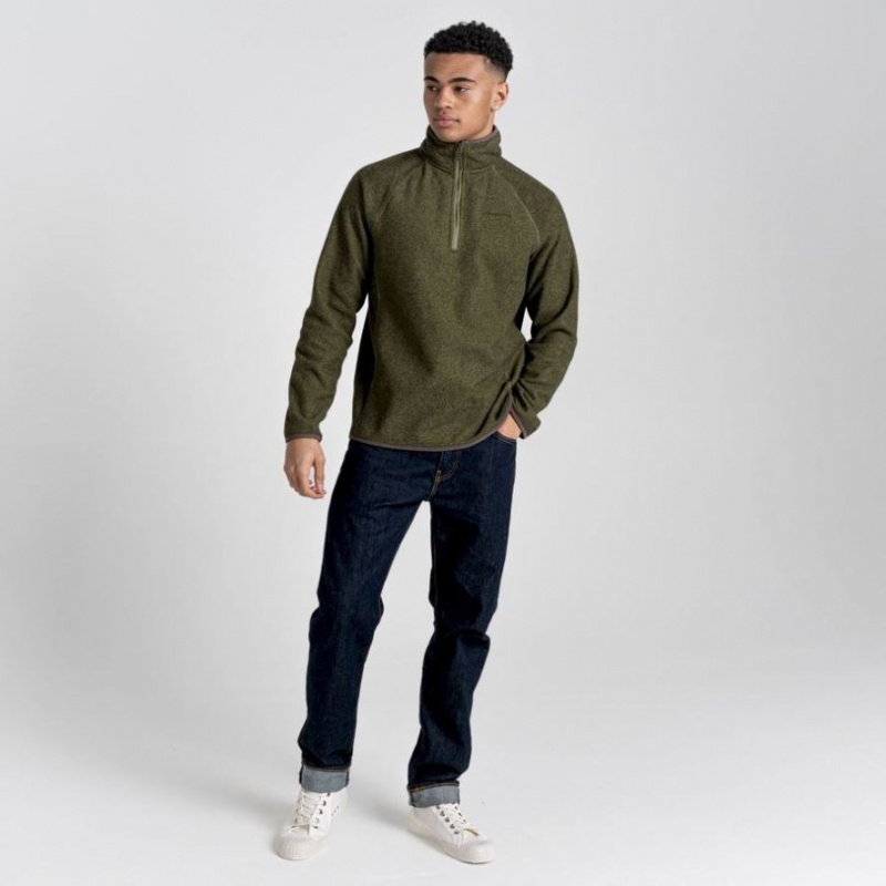 Craghoppers Durrus Half Zip Fleecegensere Herre Olivengrønne | 6012RCLDH