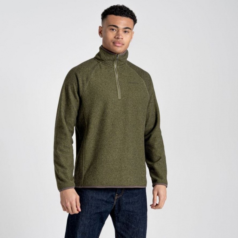 Craghoppers Durrus Half Zip Fleecegensere Herre Olivengrønne | 6012RCLDH