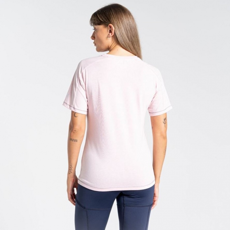 Craghoppers Dynamic Kort Sleeve T-skjorte Dame Rosa | 3518OBYTW