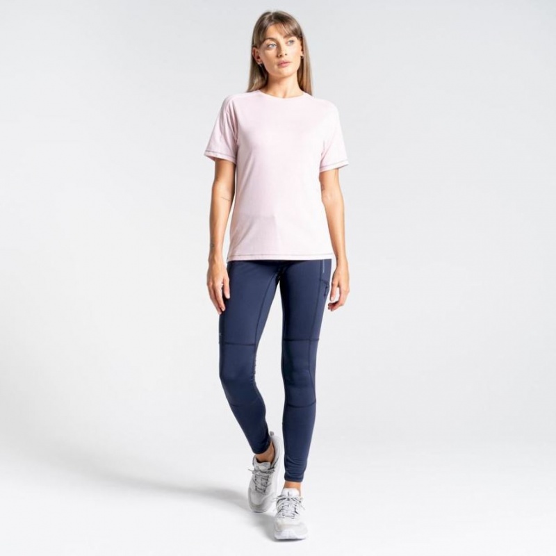 Craghoppers Dynamic Kort Sleeve T-skjorte Dame Rosa | 3518OBYTW