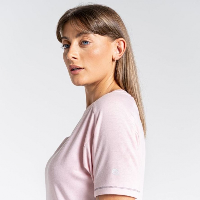 Craghoppers Dynamic Kort Sleeve T-skjorte Dame Rosa | 3518OBYTW