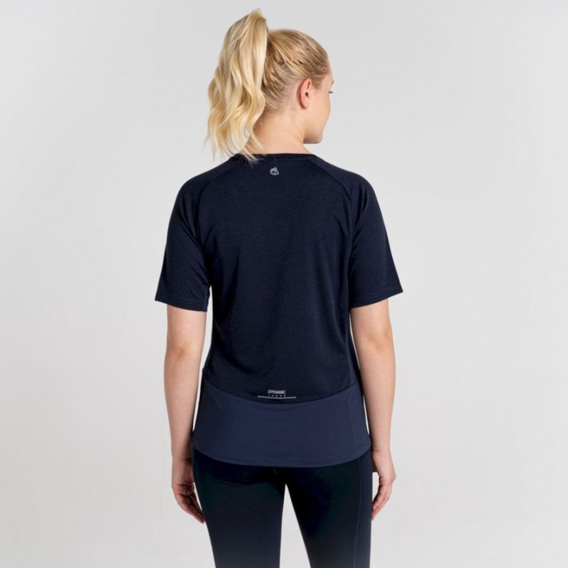 Craghoppers Dynamic Pro Kort Sleeve T-skjorte Dame Marineblå | 7405DFNKA