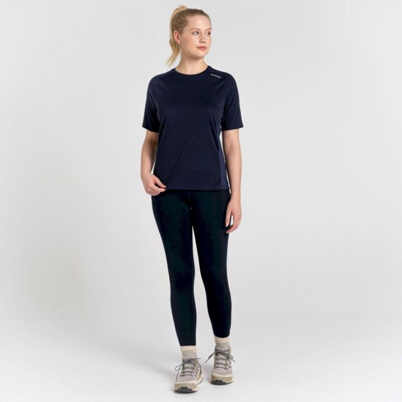 Craghoppers Dynamic Pro Kort Sleeve T-skjorte Dame Marineblå | 7405DFNKA