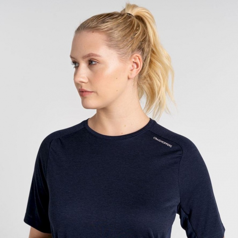 Craghoppers Dynamic Pro Kort Sleeve T-skjorte Dame Marineblå | 7405DFNKA