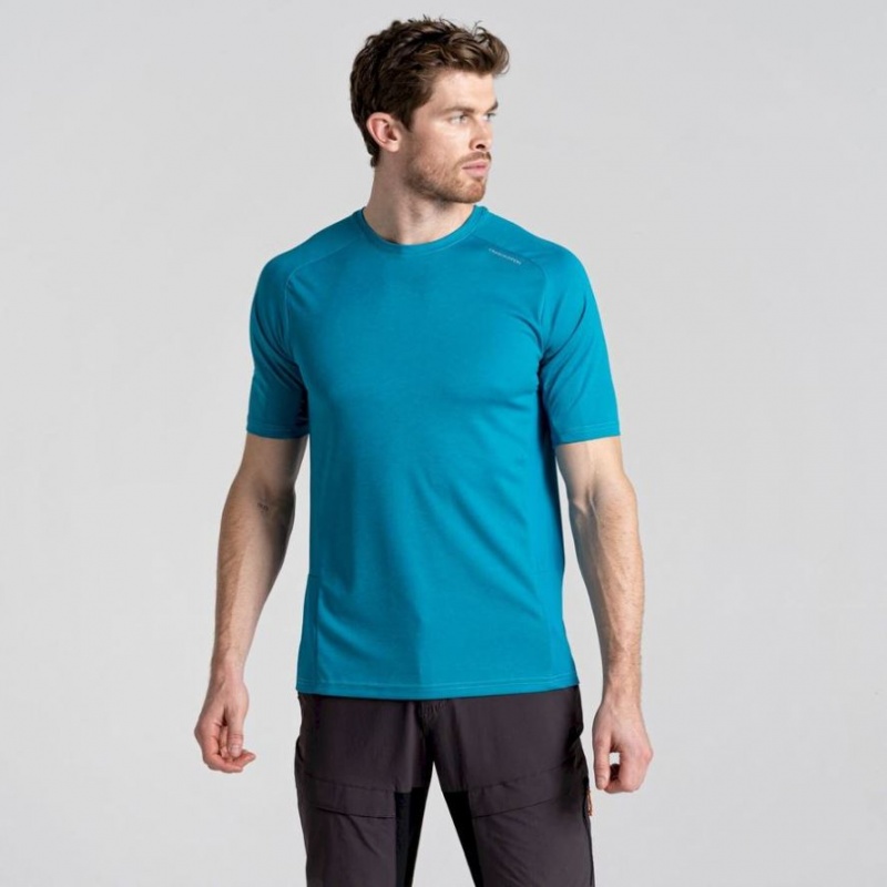 Craghoppers Dynamic Pro Kort Sleeve T-skjorte Herre Blå | 2175KVZTR