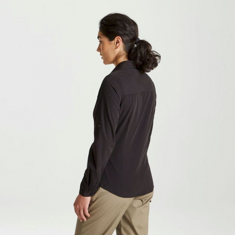 Craghoppers Expert Kiwi Long Sleeve Skjorte Dame Svarte | 5694ALQSO