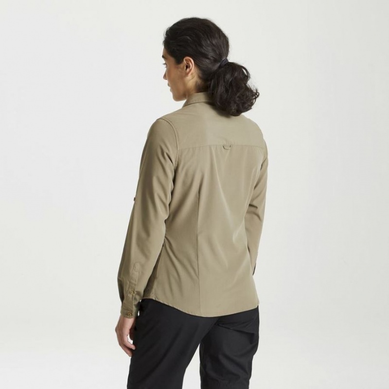 Craghoppers Expert Kiwi Long Sleeve Skjorte Dame Khaki | 7613QFIMK