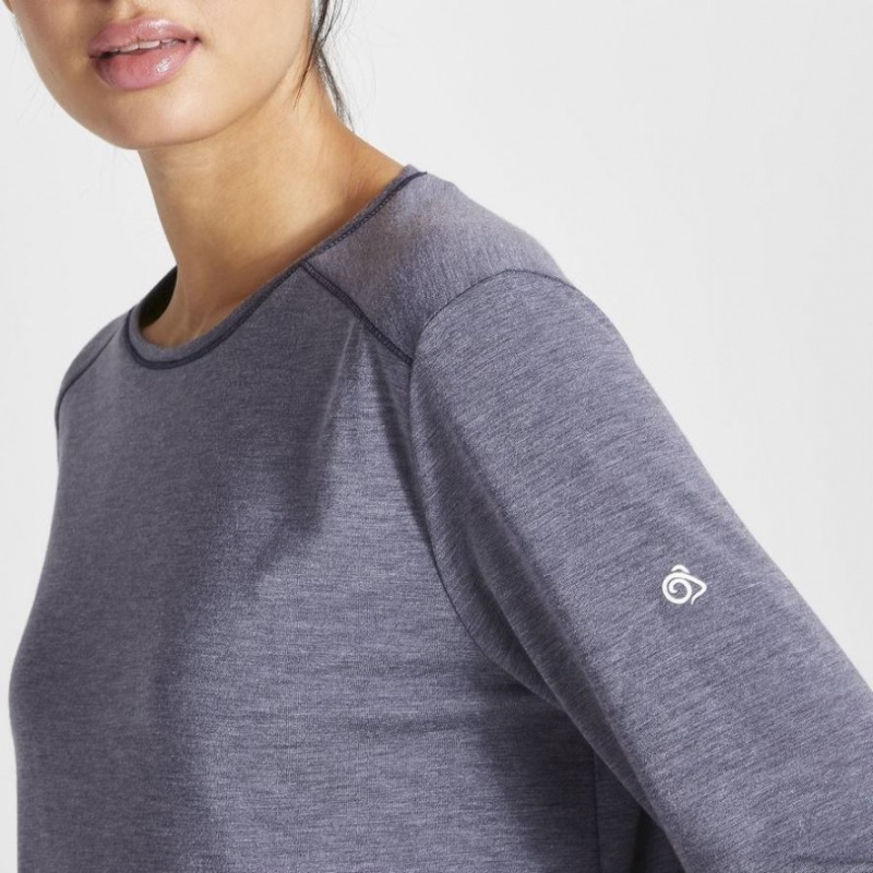 Craghoppers First Layer Long Sleeve T-skjorte Dame Marineblå | 5234FLOJD