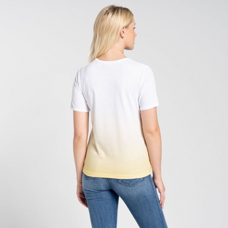 Craghoppers Ilyse Kort Sleeve T-skjorte Dame Hvite Gul | 9637UMJCI