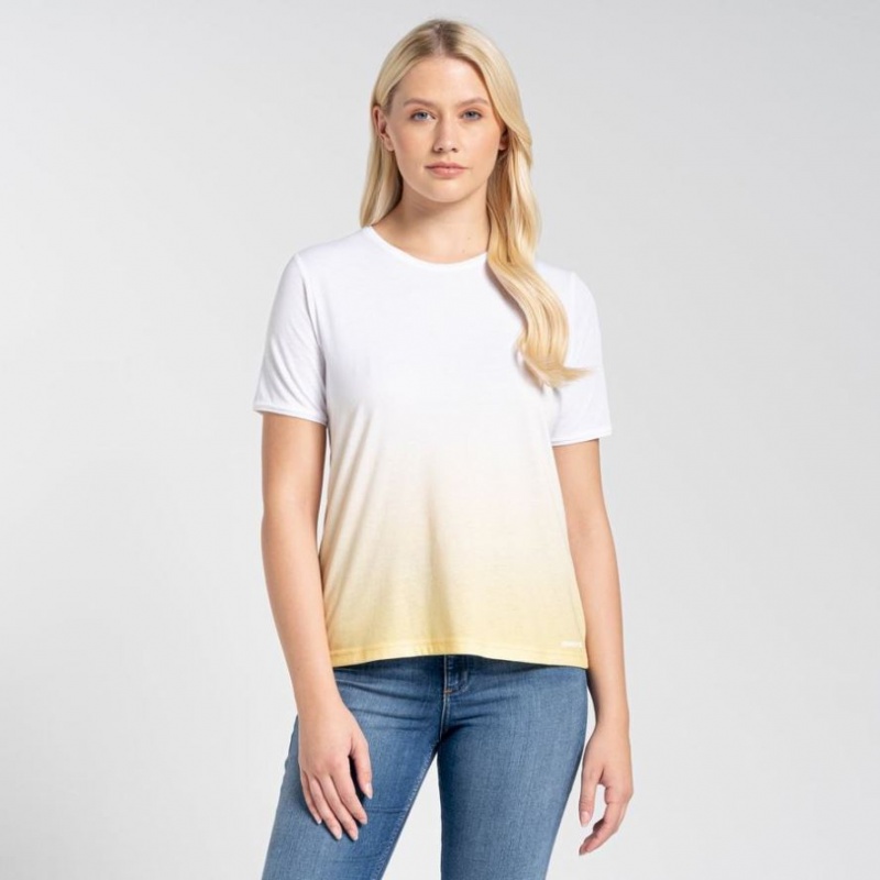 Craghoppers Ilyse Kort Sleeve T-skjorte Dame Hvite Gul | 9637UMJCI