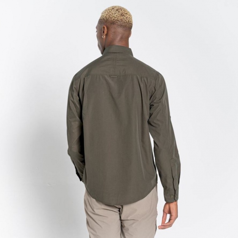 Craghoppers Kiwi Long Sleeve Skjorte Herre Olivengrønne | 4632YXMJF