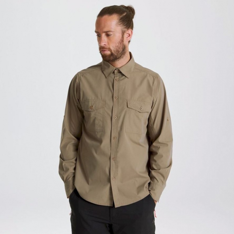 Craghoppers Kiwi Long Sleeve Skjorte Herre Khaki | 2987QETMD