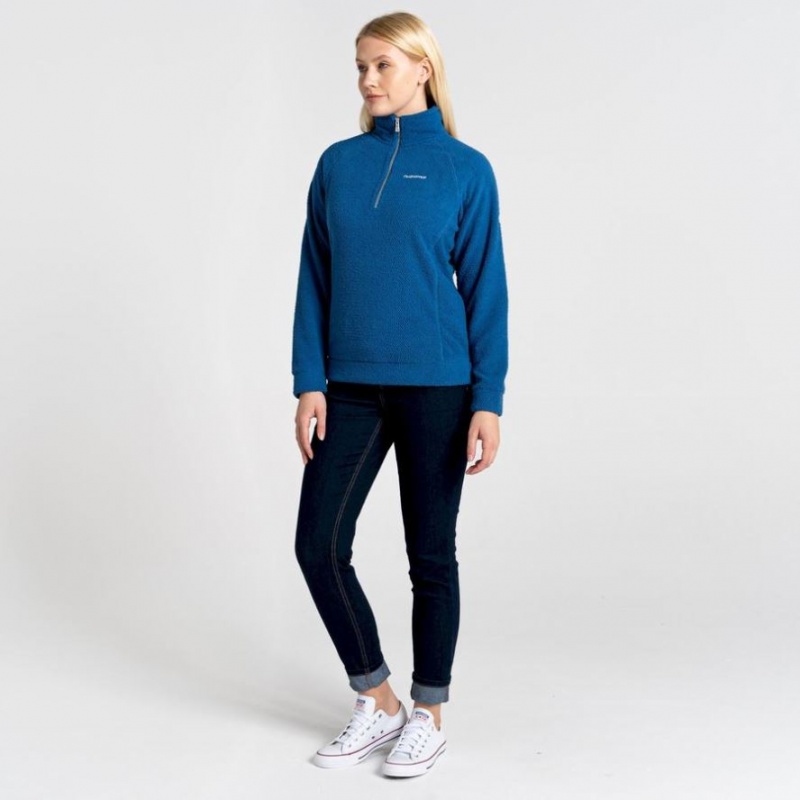 Craghoppers Lilian Half Zip Fleecegensere Dame Blå | 6915ODEPB