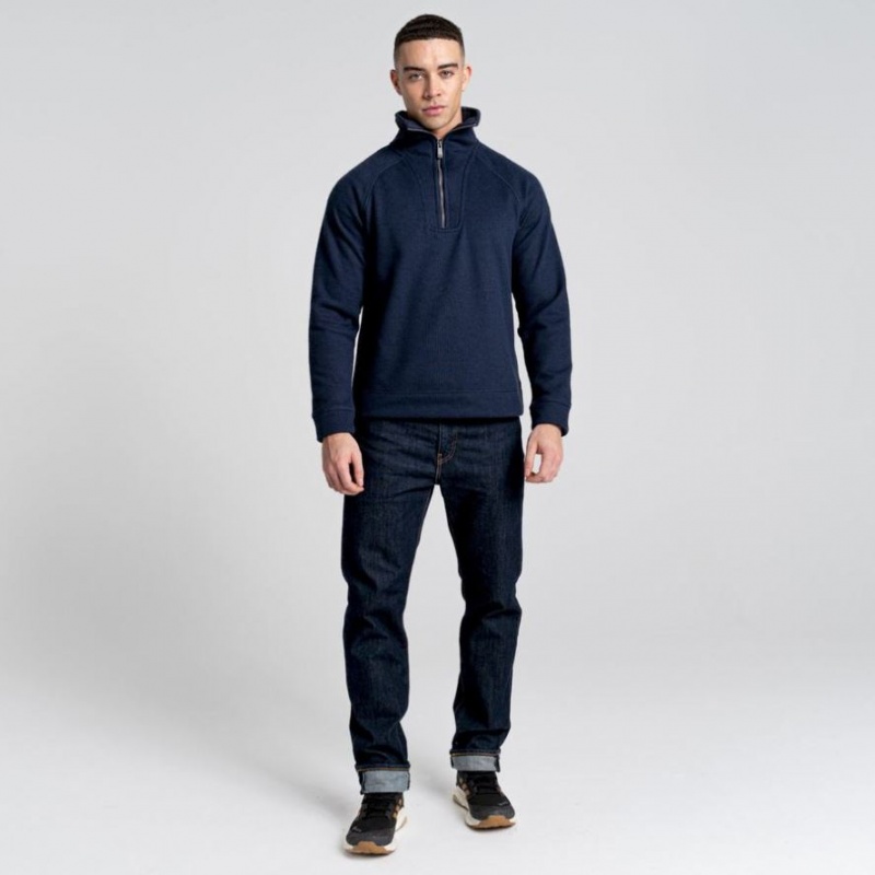 Craghoppers Logan Half Zip Fleecegensere Herre Marineblå | 8093SZJXR