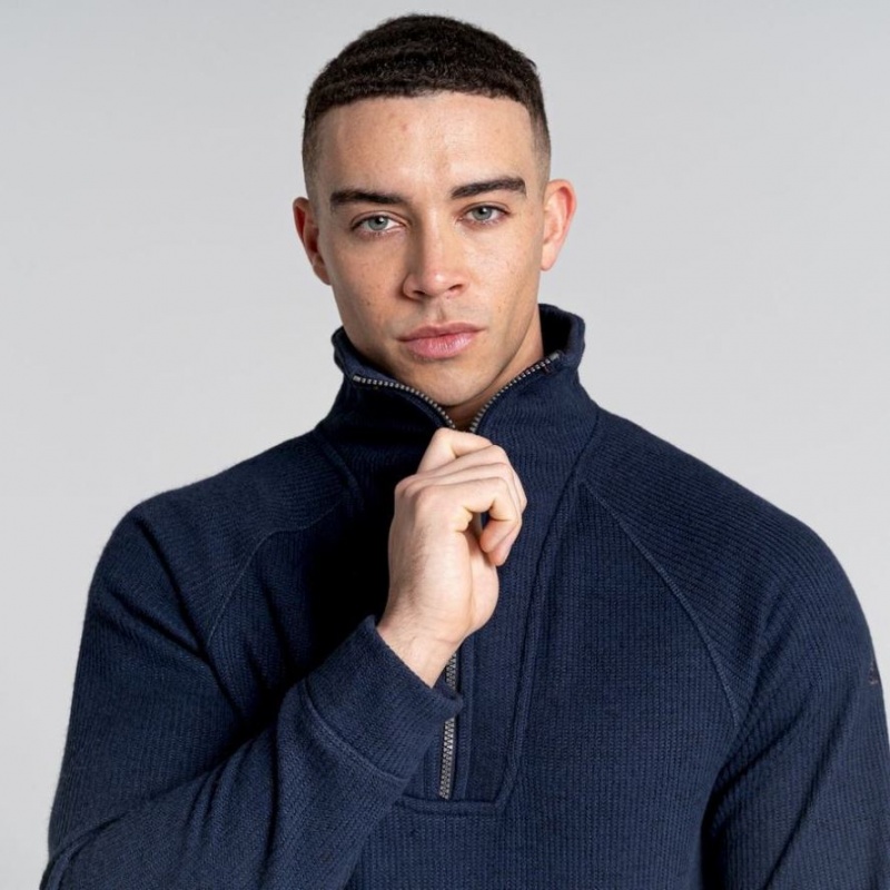 Craghoppers Logan Half Zip Fleecegensere Herre Marineblå | 8093SZJXR