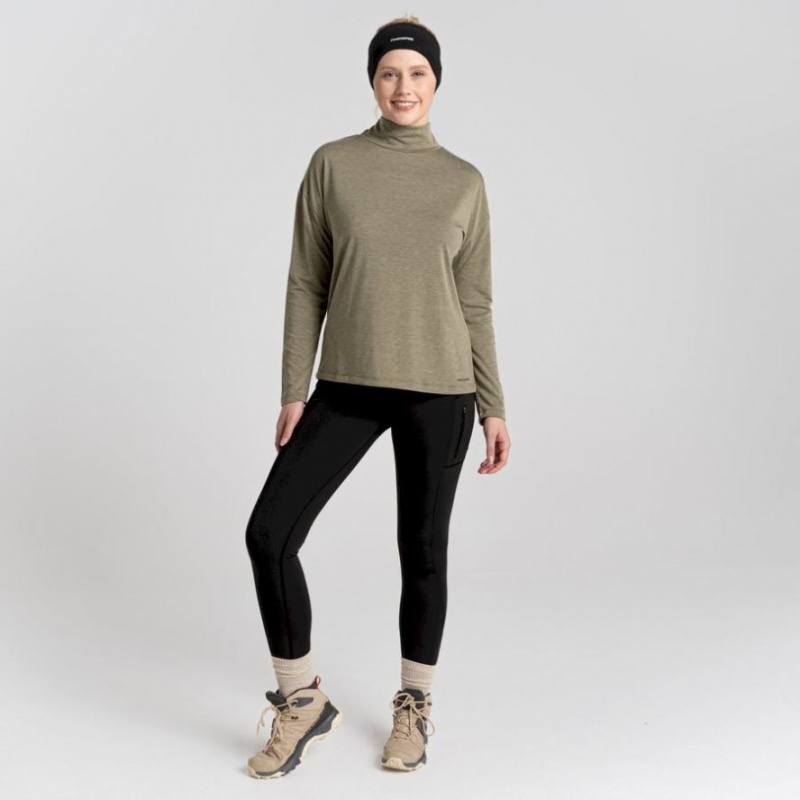 Craghoppers Meridan Long Sleeve T-skjorte Dame Olivengrønne | 0938YWGMF