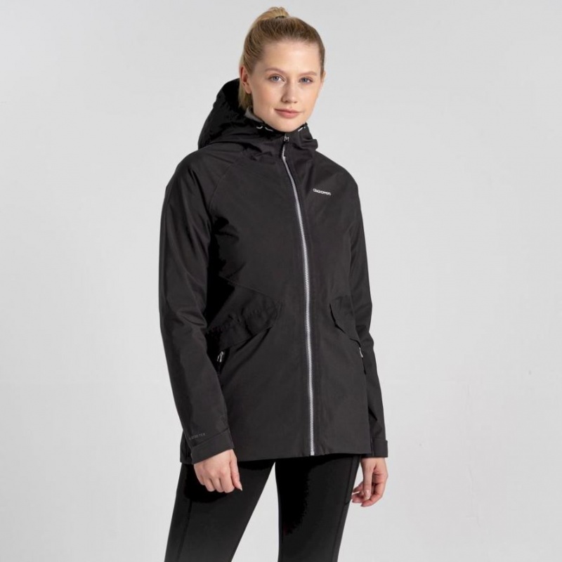 Craghoppers Minola Gore Tex Jakke Dame Svarte | 9753XGHVZ