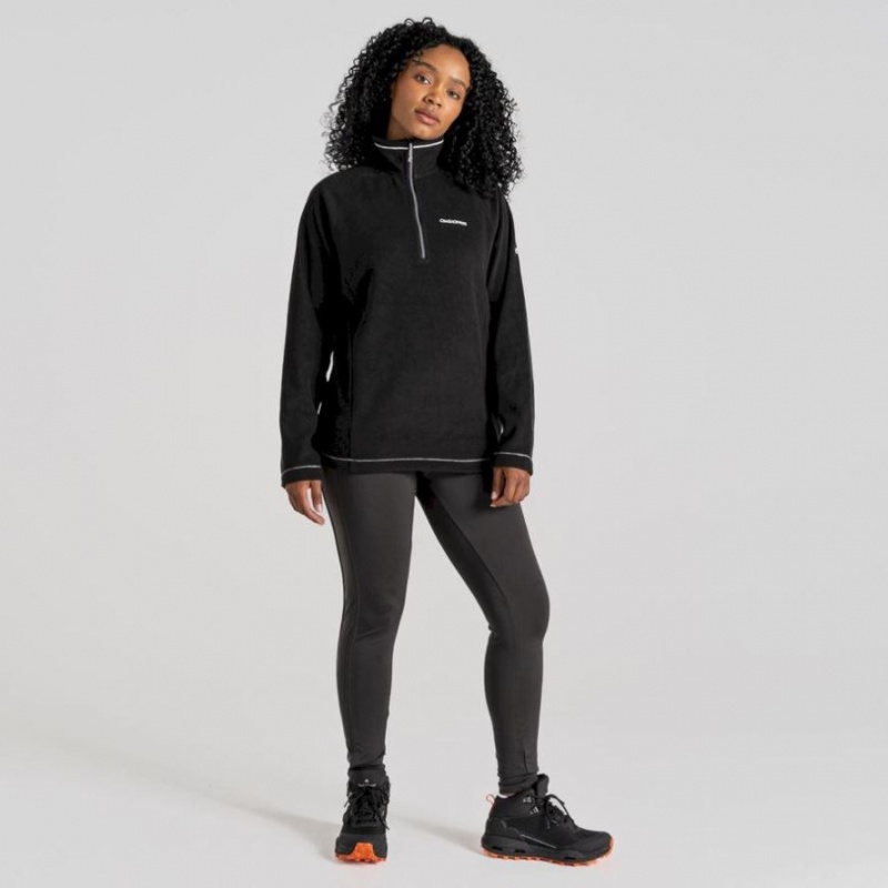 Craghoppers Miska Half Zip Fleecegensere Dame Svarte | 4659LSZHC