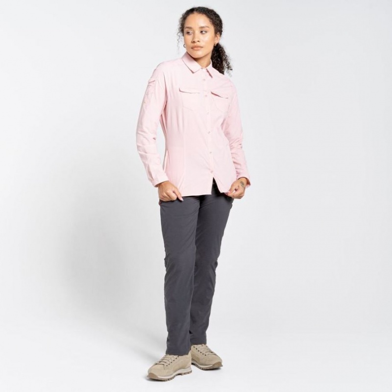 Craghoppers NosiLife Adventure II Long Sleeve Skjorte Dame Rosa | 3416OWGTI