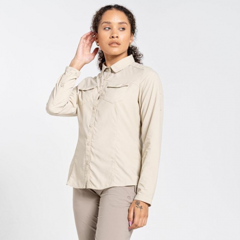 Craghoppers NosiLife Adventure II Long Sleeve Skjorte Dame Khaki | 6137XOIFC