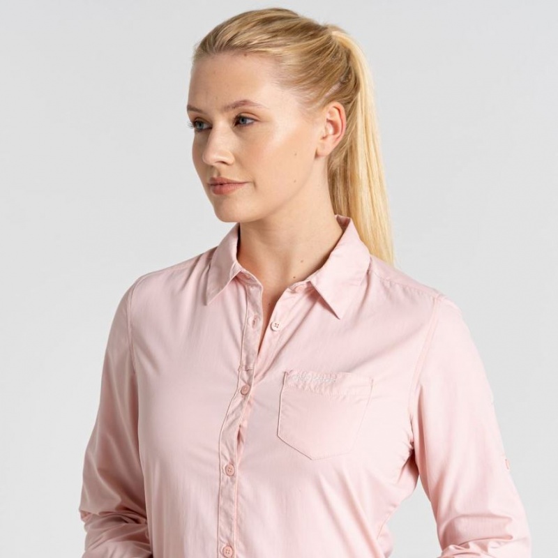 Craghoppers NosiLife Bardo Long Sleeve Skjorte Dame Rosa | 8271SVWCX