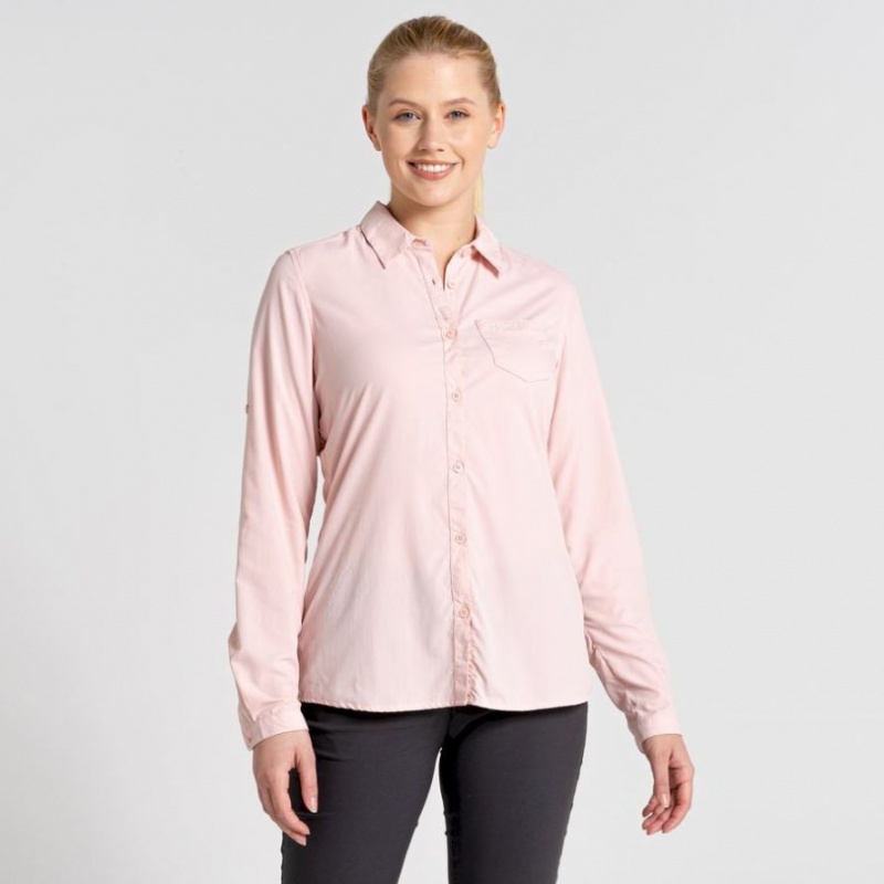 Craghoppers NosiLife Bardo Long Sleeve Skjorte Dame Rosa | 8271SVWCX