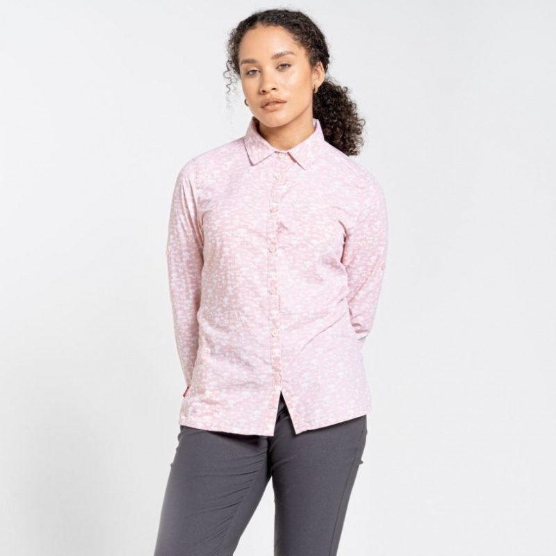 Craghoppers NosiLife Callo Long Sleeve Skjorte Dame Rosa | 0562JNTED