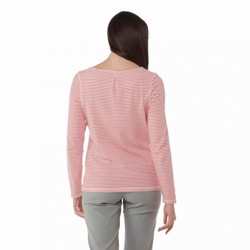 Craghoppers NosiLife Erin Long Sleeve T-skjorte Dame Rød | 4127KUFGS