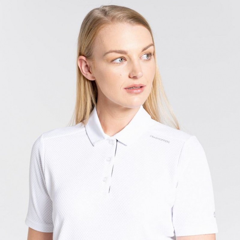 Craghoppers NosiLife Kort Sleeve Polo T-skjorte Dame Hvite | 8691TAEJO