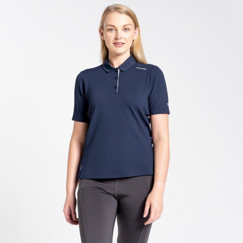 Craghoppers NosiLife Kort Sleeve Polo T-skjorte Dame Marineblå | 0968JNFKH