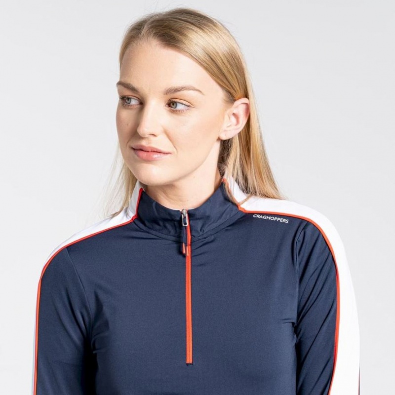 Craghoppers NosiLife Marcella Long Sleeve T-skjorte Dame Marineblå | 1742JZKOT