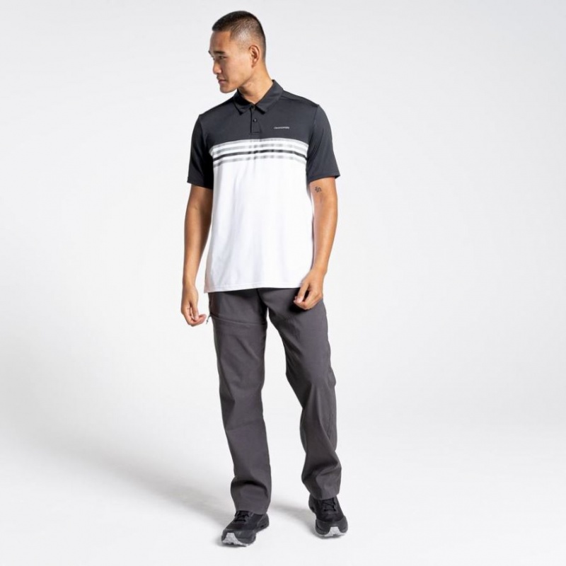 Craghoppers NosiLife Pro Kort Sleeve Polo T-skjorte Herre Svarte Hvite | 2378ILPYN