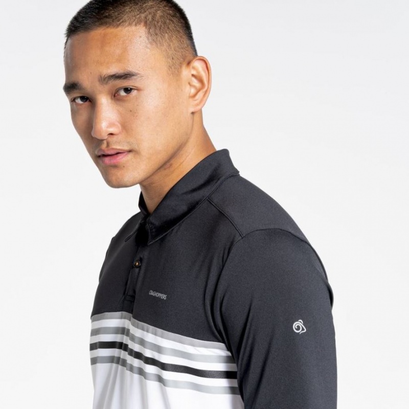 Craghoppers NosiLife Pro Kort Sleeve Polo T-skjorte Herre Svarte Hvite | 2378ILPYN