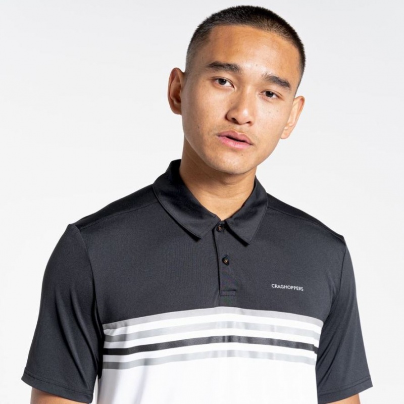 Craghoppers NosiLife Pro Kort Sleeve Polo T-skjorte Herre Svarte Hvite | 2378ILPYN