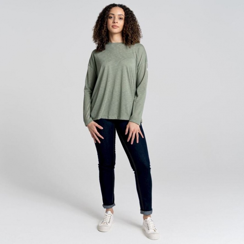 Craghoppers NosiLife Sami Long Sleeve T-skjorte Dame Olivengrønne | 0613ZKLES