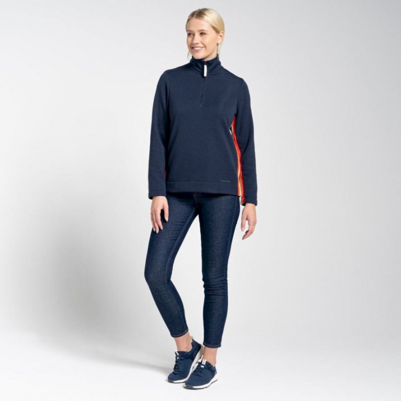 Craghoppers Pinalla Half Zip Fleecegensere Dame Marineblå | 4253MRWXF